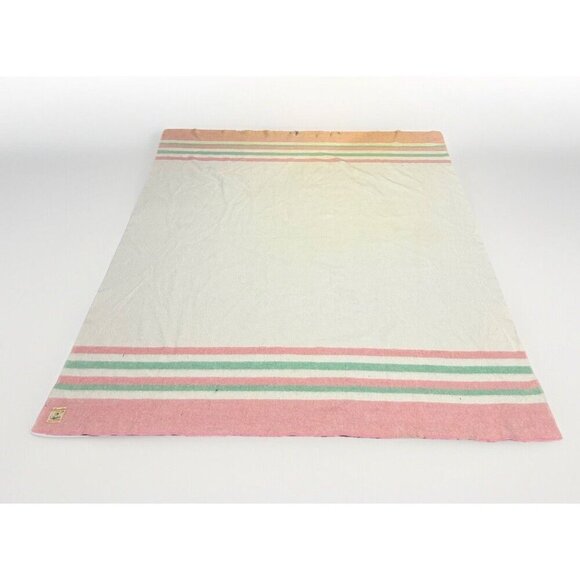 Vintage Laurentian Pure Wool Blanket By Ayers Of Lachute 73 x 83 MADE IN CANADA - Picture 3 of 12